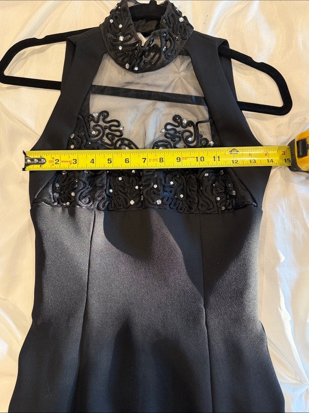 AFTER FIVE  Black Halter Evening Dress with Beaded Mesh Bodice Size 0 - Picture 9 of 12